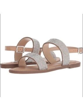 Steve Madden Marisa Rhinestone Embellished Double-Strap Flat Sandals